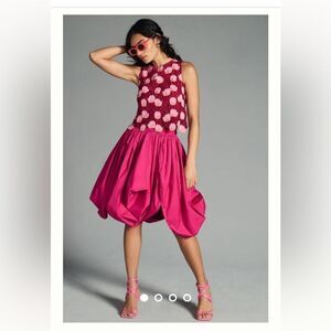 Anthropologie Sunday in Brooklyn Scalloped Bubble Skirt size Medium Hot Pink